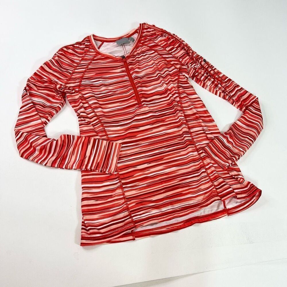 Athleta Tops Womens Large Multi-Color Long-Sleeve Half-Zip Rashguard Active Top